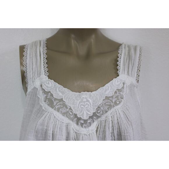 VTG 2 pc High Waisted Nightie Short Shorts & Top Pajama Lounge Set White Gauze L - Picture 3 of 16